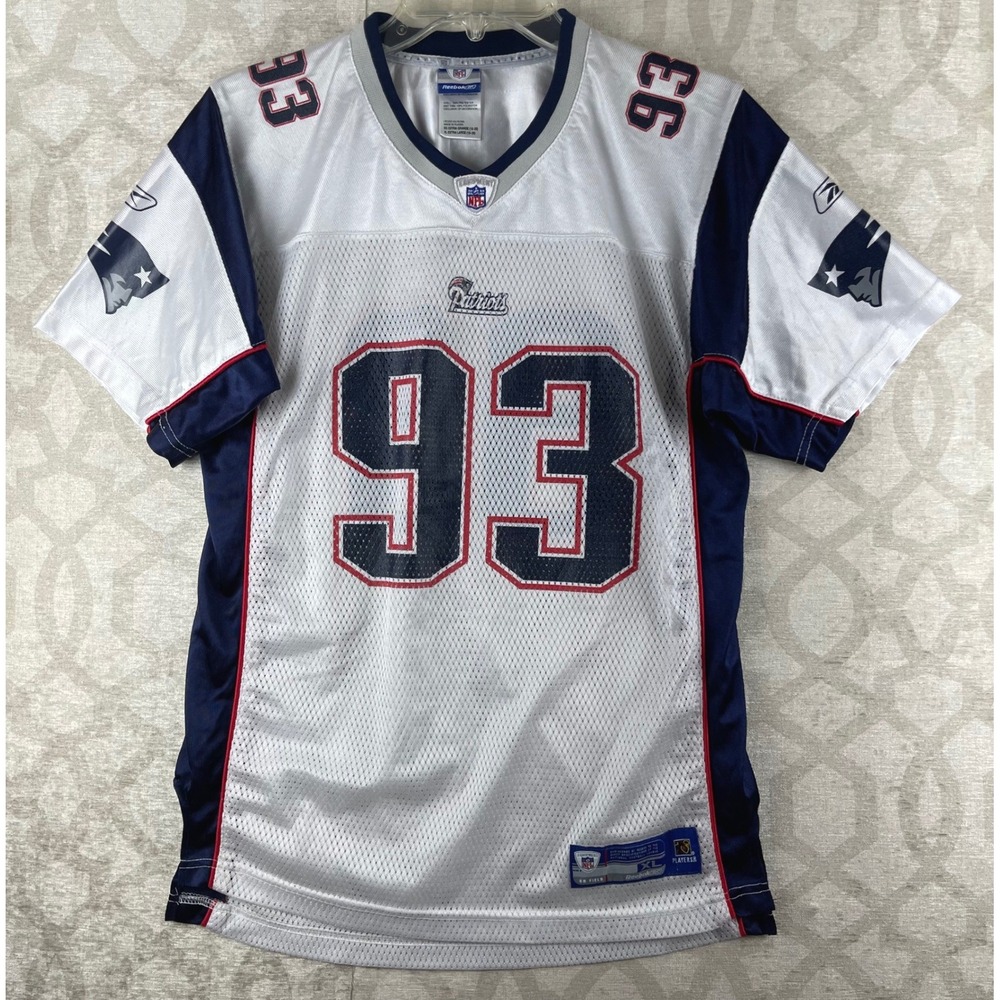 Reebok Richard Seymour Patriots Youth XL White 93 NFL Jersey Excellent Condition